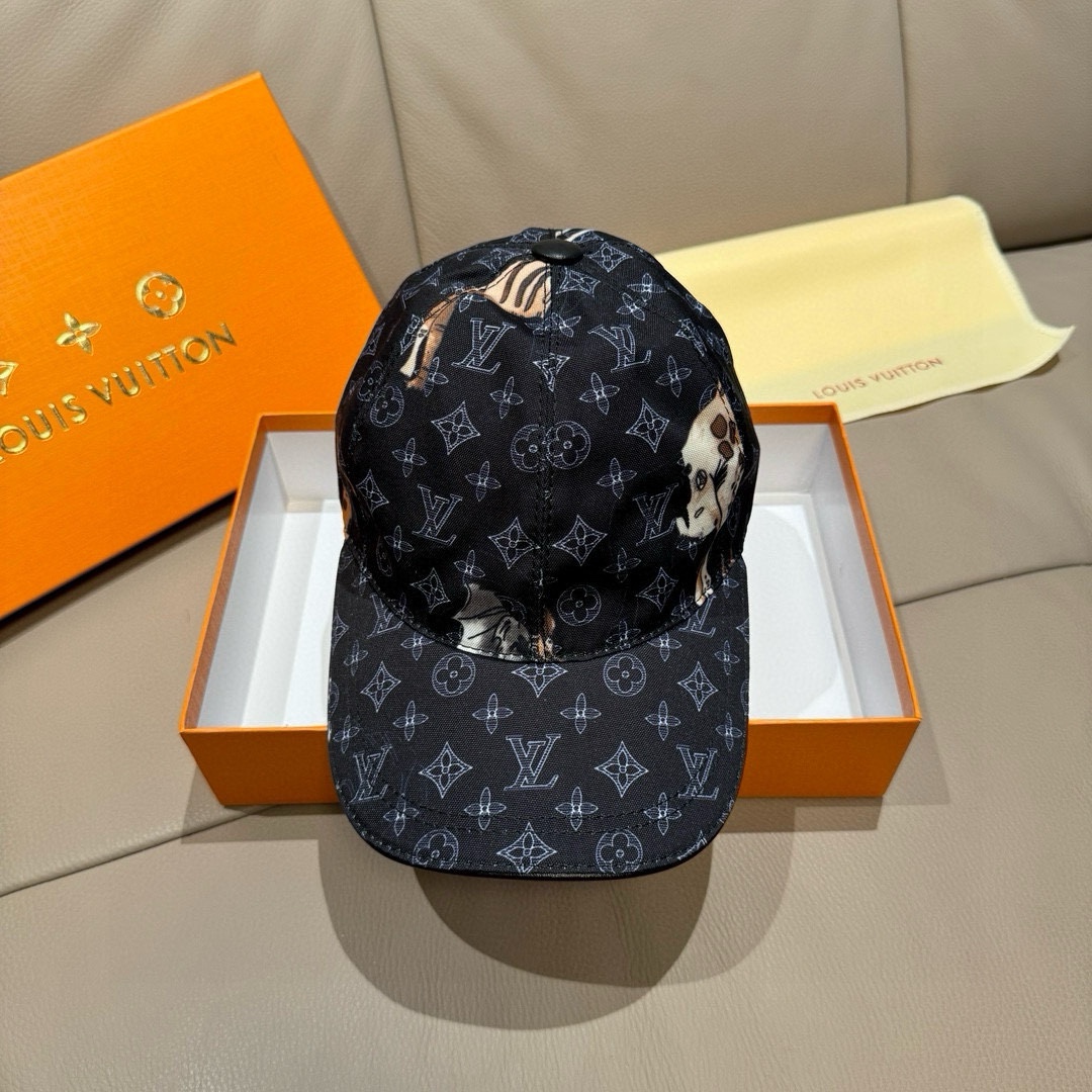 LV 高仿卡通塗鴉棒球帽 黑色經典Monogram印花造型｜歐美奢侈品精品推薦