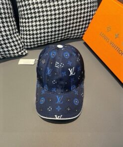 LV 高仿滿版LOGO棒球帽 經典深藍帆布款式