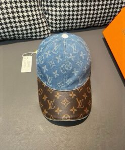 LV 高仿老花牛仔棒球帽 雙材質混搭復古設計