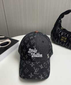 LV 高仿丹寧刺繡棒球帽 灰黑老花潮流必備款