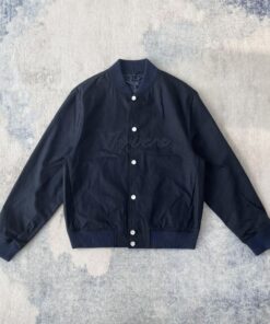 LV高仿飛行外套深藍字母刺繡款百搭休閒設計男裝推薦