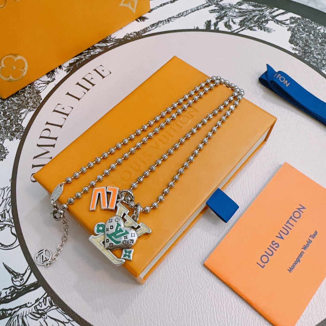 LV 一比一多色LV吊飾圓珠鏈項鍊潮流百搭飾品推薦｜歐美奢侈品精品推薦