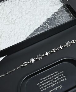 LV 原單銀飾手鍊 經典LOGO拼接鏈條款中性設計