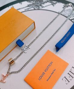 LV 一比一雙色吊牌項鍊 時尚雙飾扣精緻鍊條設計