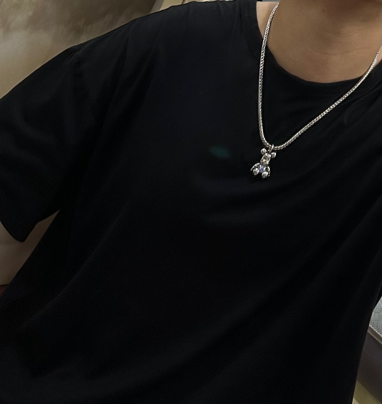 LV 原單玩偶熊造型項鍊 藍心吊飾粗編織鏈款｜歐美奢侈品精品推薦