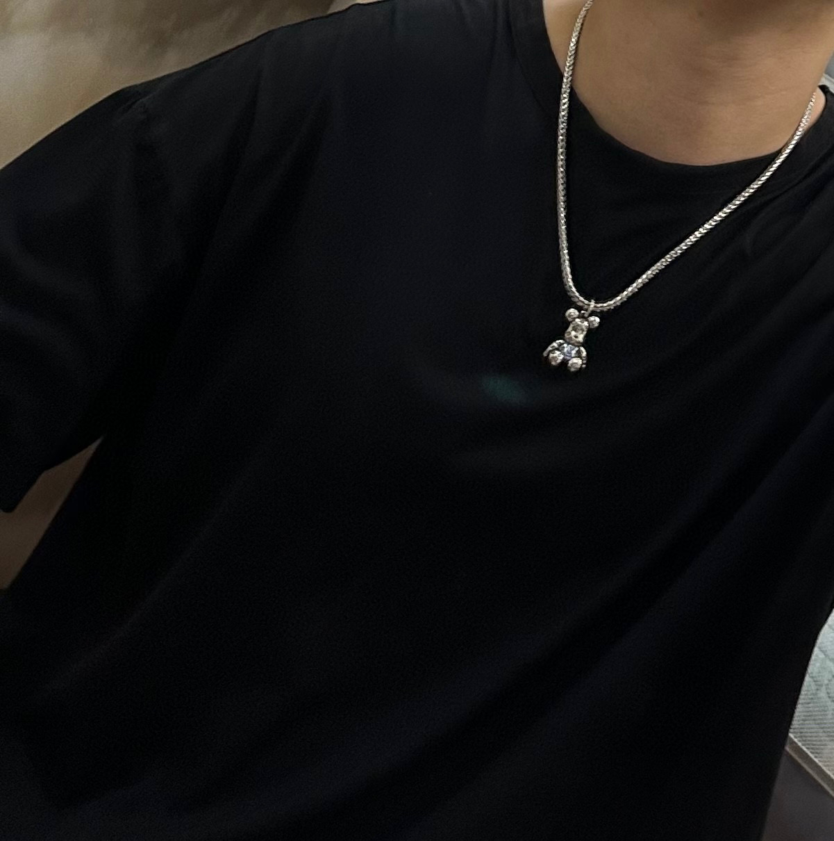 LV 原單玩偶熊造型項鍊 藍心吊飾粗編織鏈款｜歐美奢侈品精品推薦