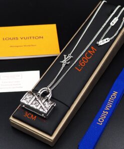 LV 高仿旅行箱吊墜項鍊 銀色復刻潮流款雙鍊組