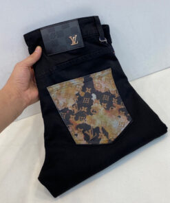 LV 高仿後袋漸層牛仔褲 潮流燙染配色街頭風