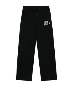 LV高仿黑色運動長褲潮流織標設計 休閒百搭款 台灣高仿精品現貨