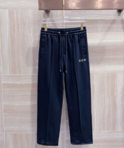 LV精品仿製深藍長褲 經典LOGO設計 男裝輕奢簡約褲款 台灣現貨