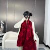 LV 一比一酒紅色經典花紋圍巾秋冬保暖百搭女款氣質圍脖｜歐美奢侈品精品推薦