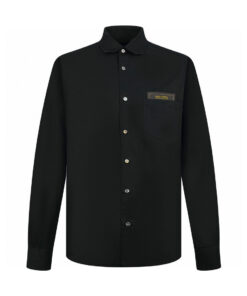 LV一比一长袖襯衫黑色口袋刺繡Logo簡約時尚男裝推薦