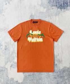 LV棕橘色T恤 一比一棕櫚樹刺繡款 夏日休閒百搭