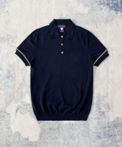 LV短袖針織Polo衫 原單質感 深藍金鈕經典款