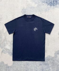 LV深藍短T 原單純棉素面款 胸前字樣低調設計