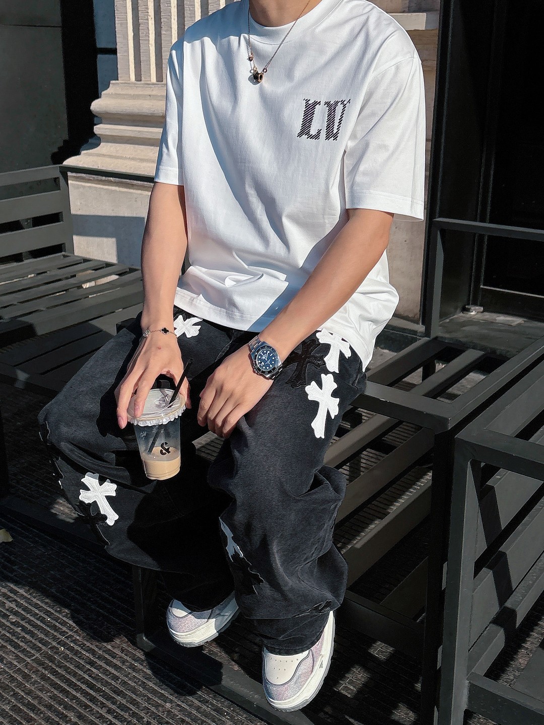 LV A貨白色刺繡LOGO短袖T恤純棉潮流簡約百搭男裝｜歐美奢侈品精品推薦