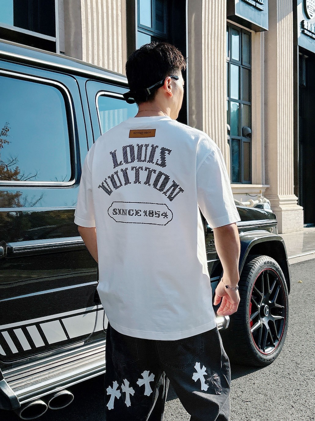 LV A貨白色刺繡LOGO短袖T恤純棉潮流簡約百搭男裝｜歐美奢侈品精品推薦