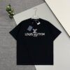 LV A貨毛邊Logo短T 黑色時尚圓領棉T男女通用款｜歐美奢侈品精品推薦