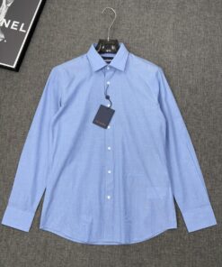 LV 原單襯衫 藍色長袖 經典Logo刺繡修身款