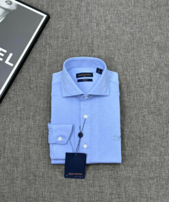 LV 高仿襯衫 淺藍長袖設計 經典LV繡字細節款