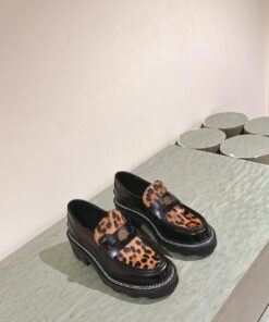 LV精品仿製豹紋厚底樂福鞋時尚潮流女鞋莆田鞋人氣推薦