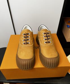 LV A貨黃棕色厚底帆布休閒鞋時尚百搭潮流男女款輕盈舒適