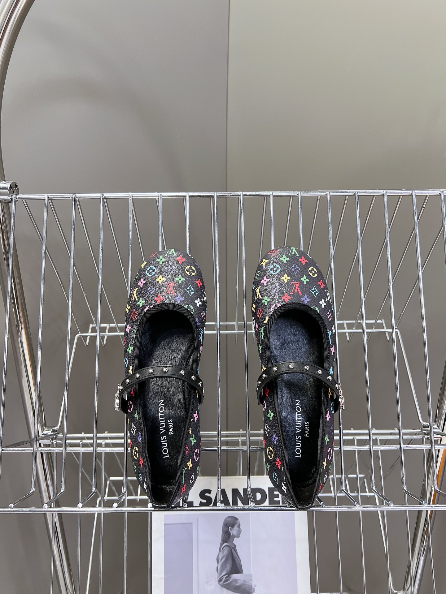 LV原單彩色老花黑底瑪莉珍鞋女款百搭甜美圓頭平底鞋｜歐美奢侈品精品推薦