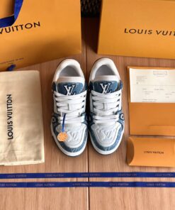 LV高仿藍白拼接運動鞋LV Trainer經典時尚百搭男女潮流鞋款