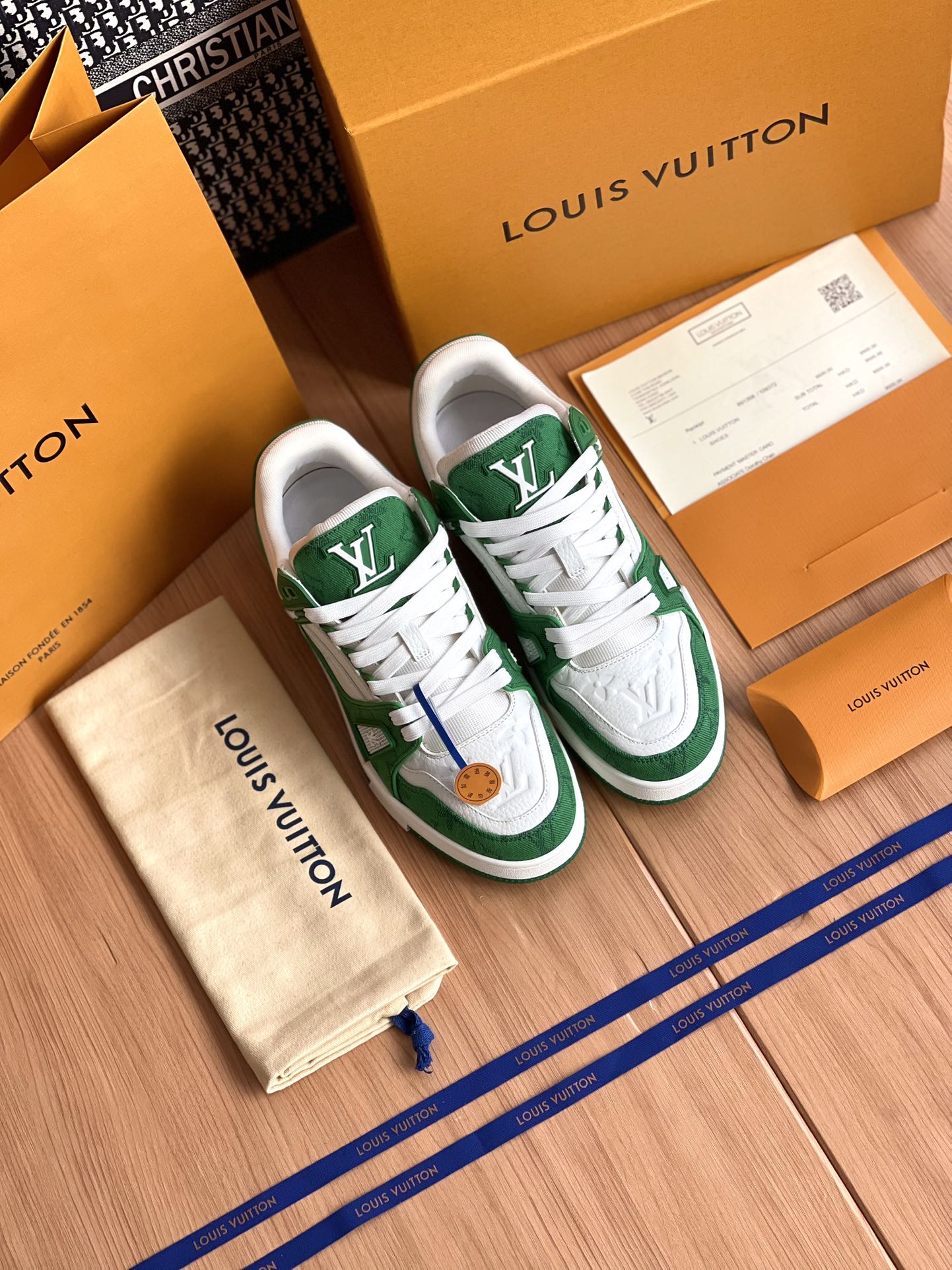 LV A貨綠色LV Trainer運動鞋人氣款百搭時尚潮流高質感鞋履｜歐美奢侈品精品推薦