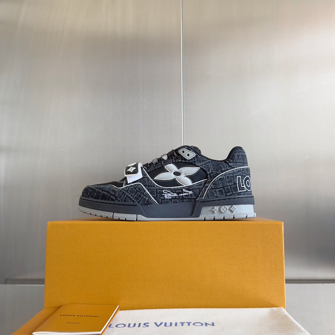 LV 高仿黑色老花拼接運動鞋質感潮流人氣推薦款｜歐美奢侈品精品推薦
