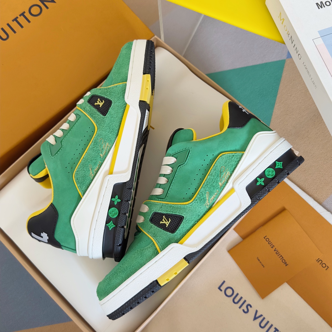 LV 高仿綠色撞色運動鞋街頭風格輕奢必備款｜歐美奢侈品精品推薦