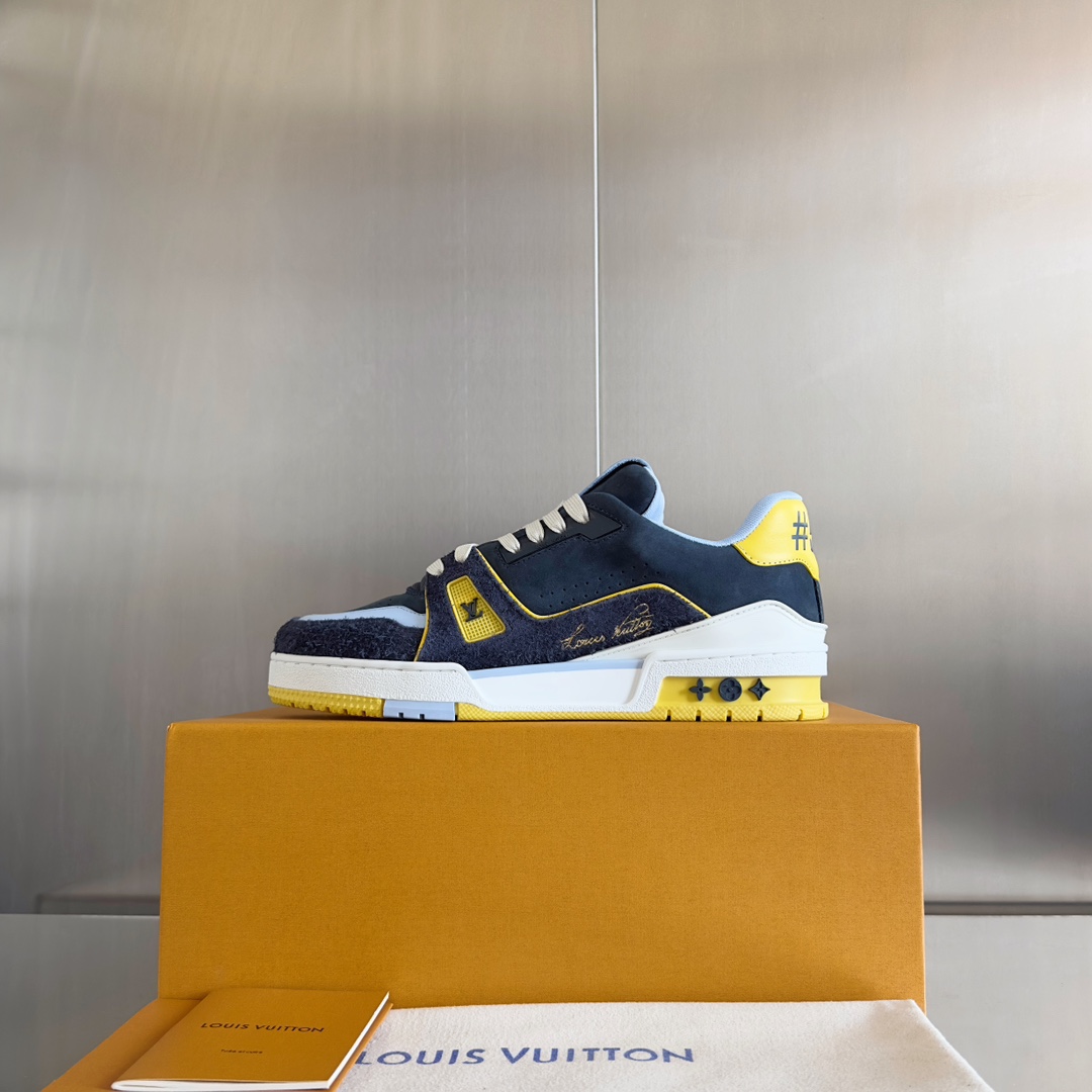 LV 高仿深藍拼接運動鞋潮流撞色時尚必備款｜歐美奢侈品精品推薦