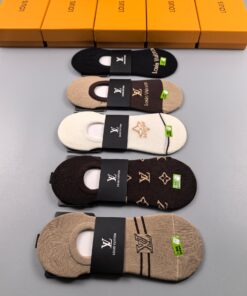 LV高仿隱形襪六雙組禮盒款 經典老花刺繡低調配色