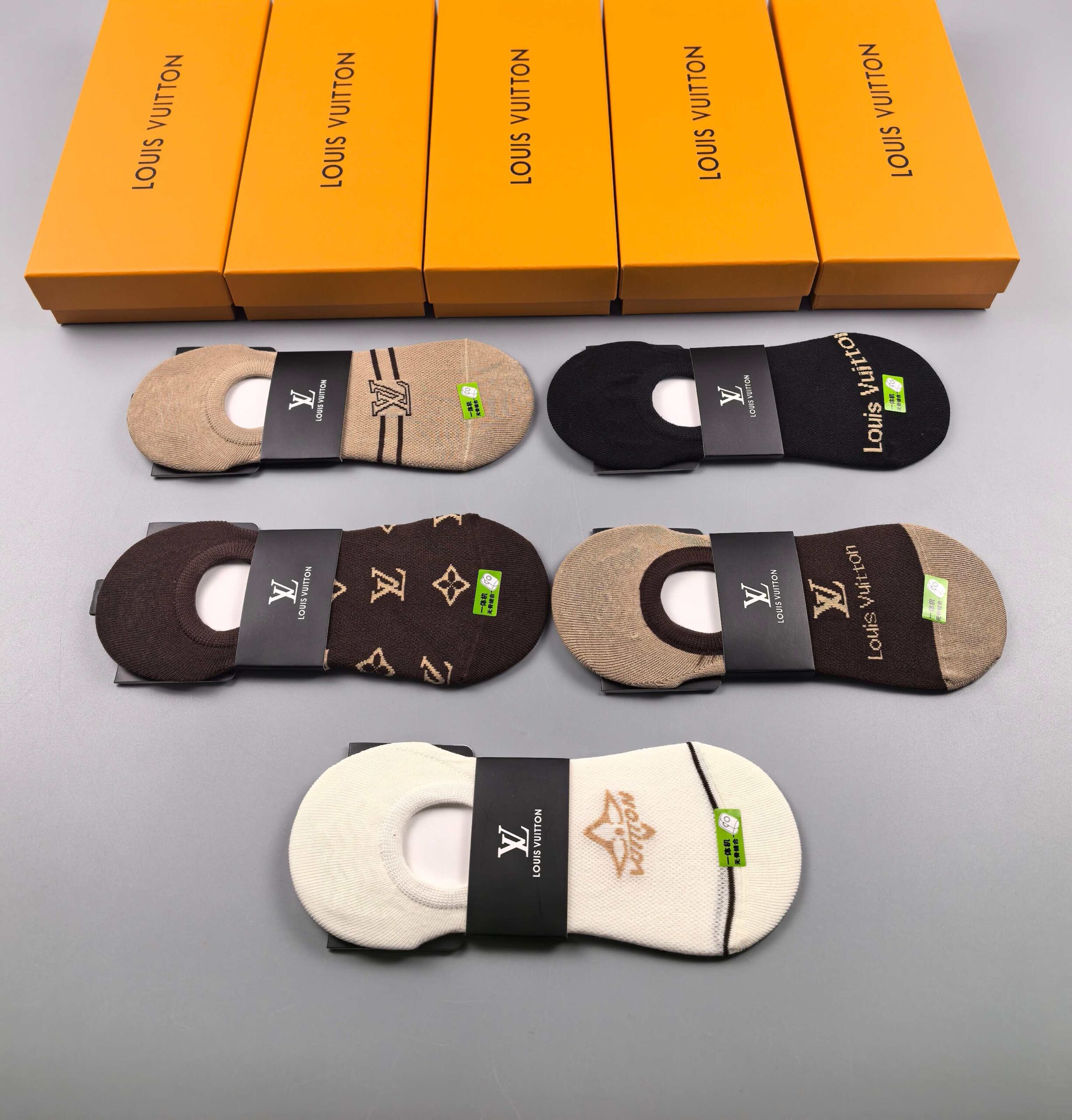 LV高仿隱形襪六雙組禮盒款 經典老花刺繡低調配色｜歐美奢侈品精品推薦