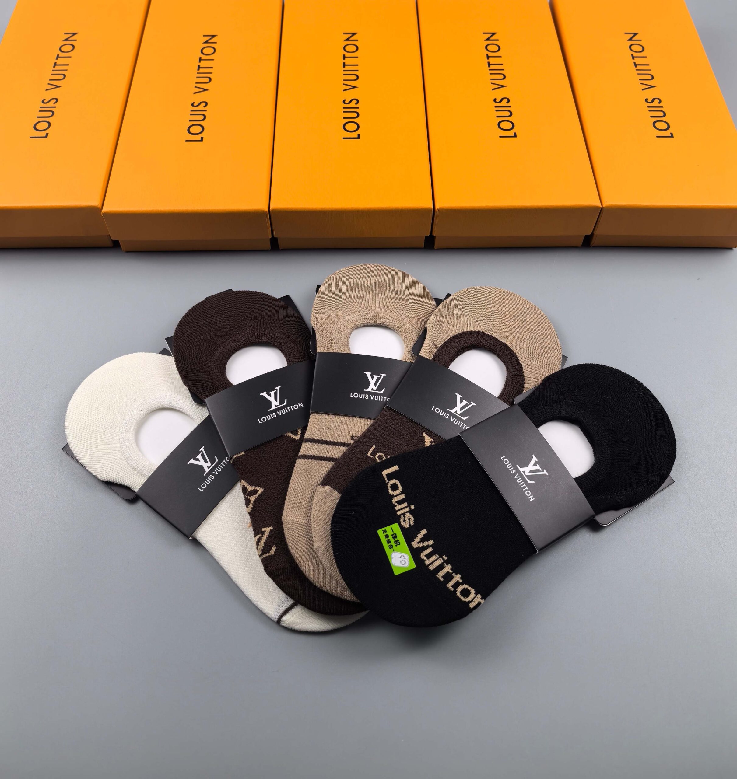 LV高仿隱形襪六雙組禮盒款 經典老花刺繡低調配色｜歐美奢侈品精品推薦