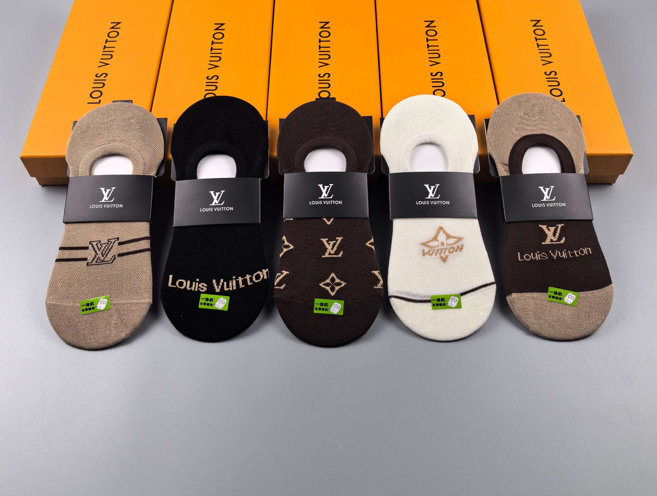 LV高仿隱形襪六雙組禮盒款 經典老花刺繡低調配色｜歐美奢侈品精品推薦
