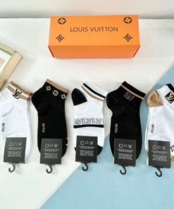 LV原單隱形LOGO運動短襪5雙組 百搭舒適台灣現貨