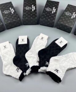 LV高仿冬季毛巾棉厚襪男士6雙禮盒組 保暖潮搭精品襪