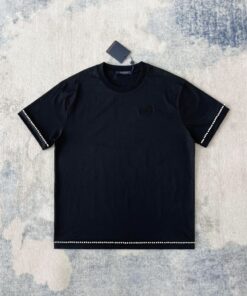 LV高仿短袖T恤深藍下擺袖口鉚釘設計極簡風格百搭款