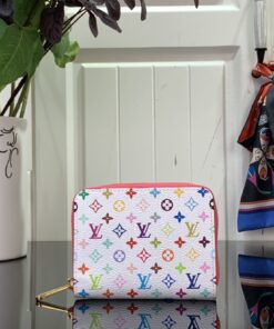 LV 原單白色多彩拉鍊小錢包經典彩虹Monogram限量風格