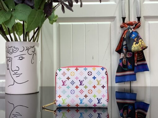 LV 原單白色多彩拉鍊小錢包經典彩虹Monogram限量風格