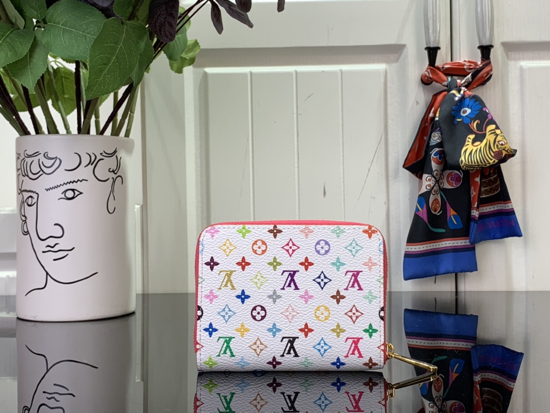 LV 原單白色多彩拉鍊小錢包經典彩虹Monogram限量風格｜歐美奢侈品精品推薦