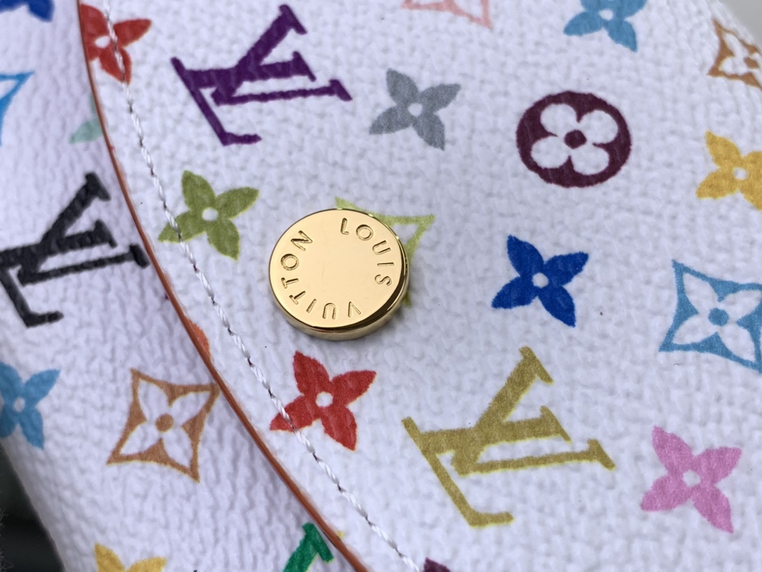 LV 精品仿製白色多彩按扣短夾彩虹Monogram小巧皮夾｜歐美奢侈品精品推薦
