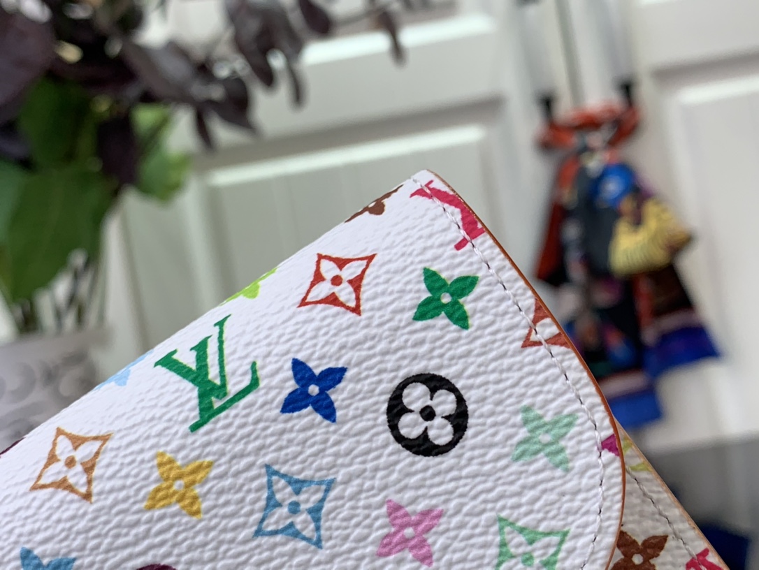 LV 精品仿製白色多彩按扣短夾彩虹Monogram小巧皮夾｜歐美奢侈品精品推薦