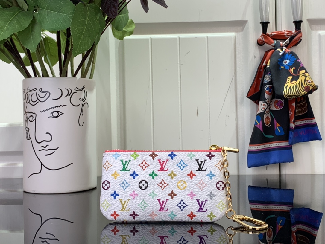 LV A貨鑰匙包白色多彩Monogram拉鍊零錢包｜歐美奢侈品精品推薦