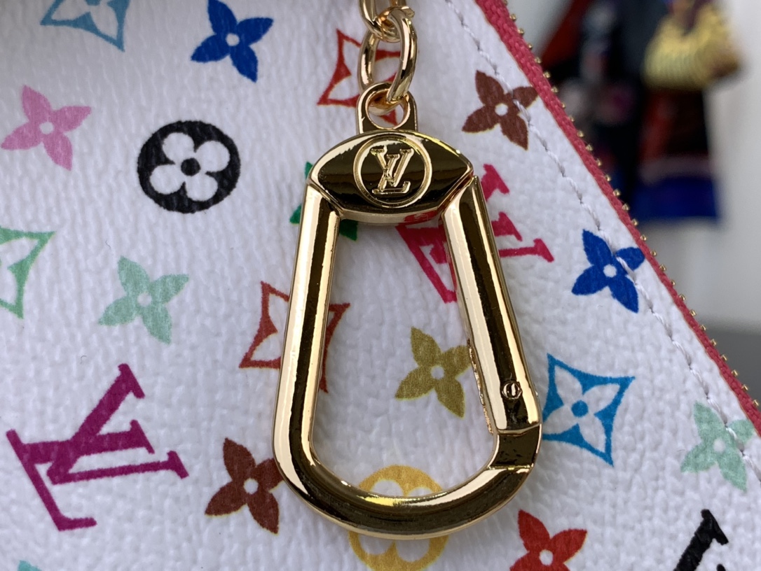 LV A貨鑰匙包白色多彩Monogram拉鍊零錢包｜歐美奢侈品精品推薦