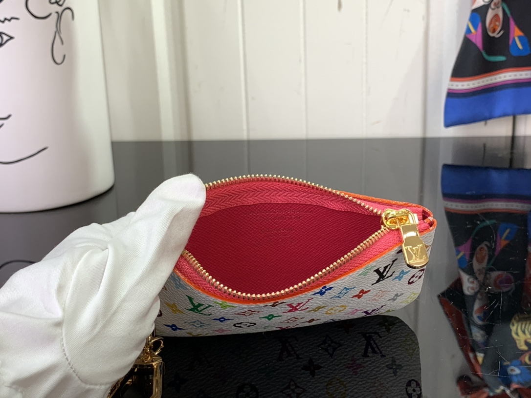 LV A貨鑰匙包白色多彩Monogram拉鍊零錢包｜歐美奢侈品精品推薦