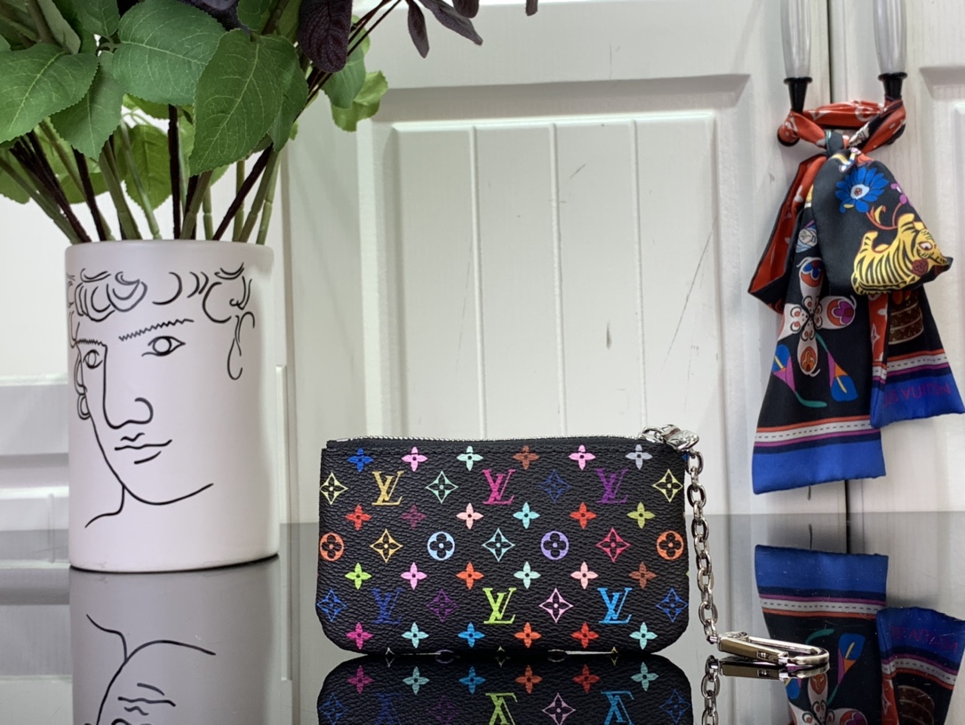 LV 一比一鑰匙包黑色多彩Monogram拉鍊零錢包｜歐美奢侈品精品推薦