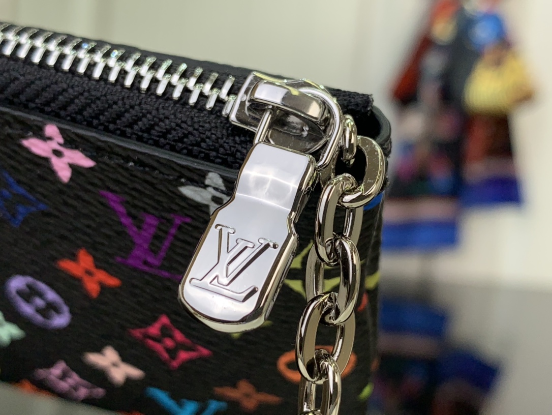 LV 一比一鑰匙包黑色多彩Monogram拉鍊零錢包｜歐美奢侈品精品推薦