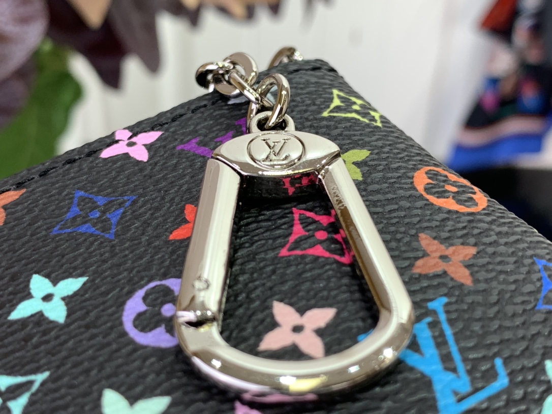 LV 一比一鑰匙包黑色多彩Monogram拉鍊零錢包｜歐美奢侈品精品推薦
